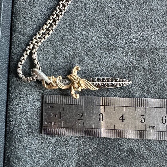 David Yurman Waves Dagger w/ 18K Gold & Black Diamonds Necklace - 2.7mm - 22" - Picture 13 of 16